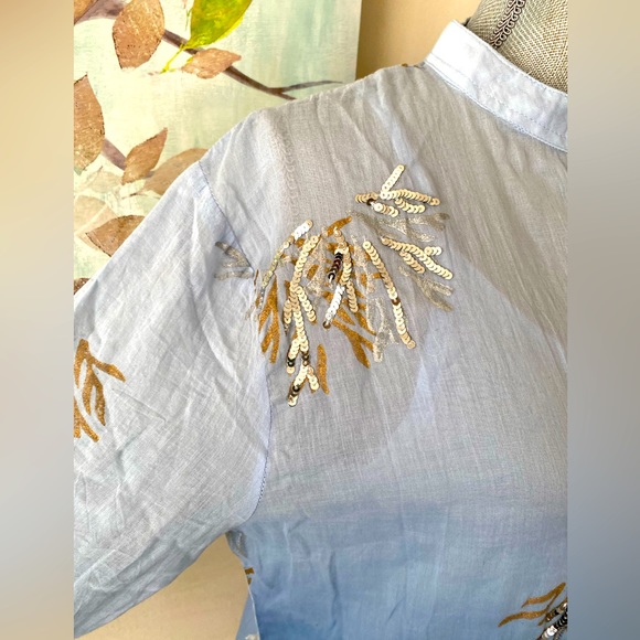 WHITE WAVES 💙BLUE💙 2PC WOMEN TOP with pockets SIZE MEDIUM 🌟EUC🌟 - Picture 4 of 14